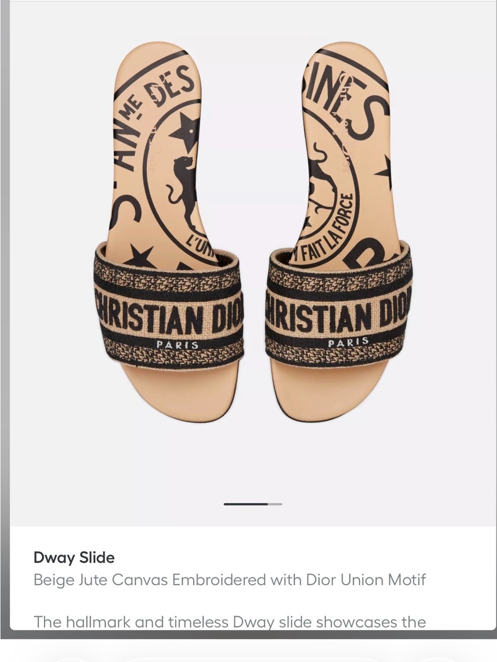Dior Beige and Black Dway Slide - Embroidered Logo Strap
